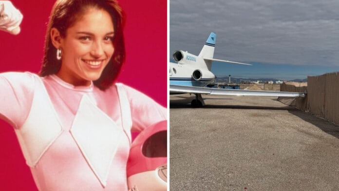 Jatinho com ex-estrela de ‘Power Rangers’ derrapa na pista e atriz agradece por estar viva nas redes sociais