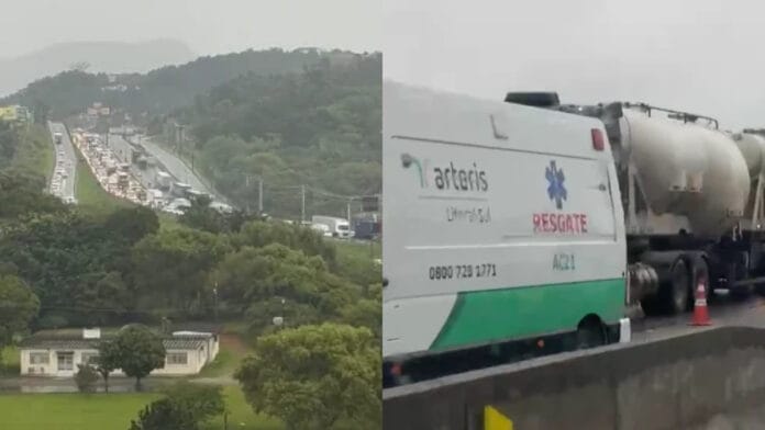 Acidente aconteceu em São José (Foto: NSC TV; Morgana Fernandes, NSC TV)