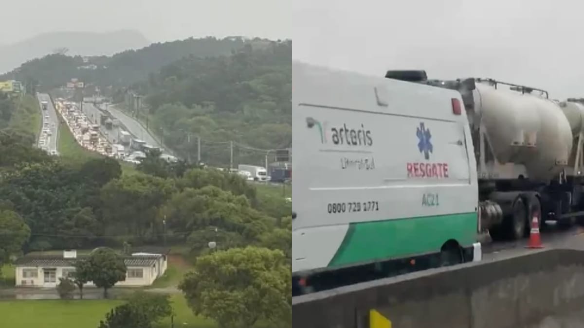 Fique por dentro: Acidente com caminhão na BR-101 bloqueia duas faixas e deixa trânsito parado na Grande Florianópolis
