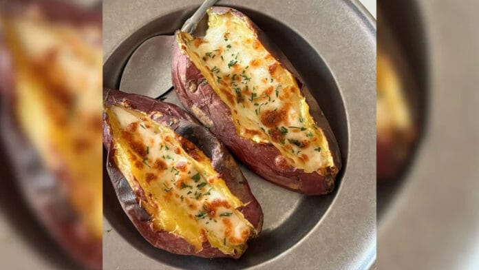 batata doce recheada de queijo