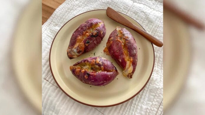 batata doce recheada de queijo