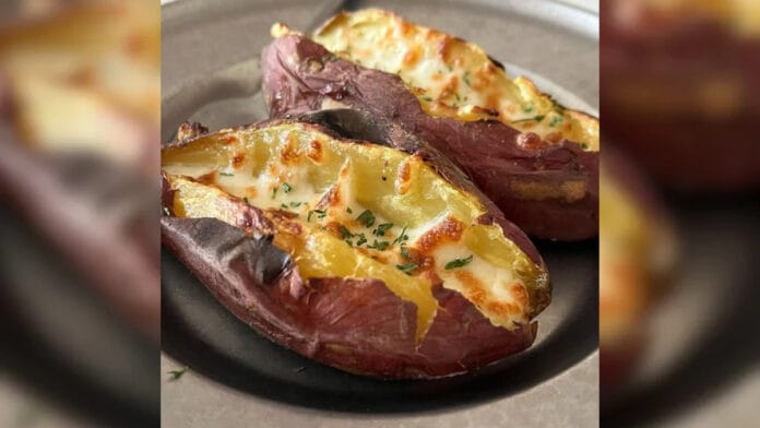 batata doce recheada com queijo