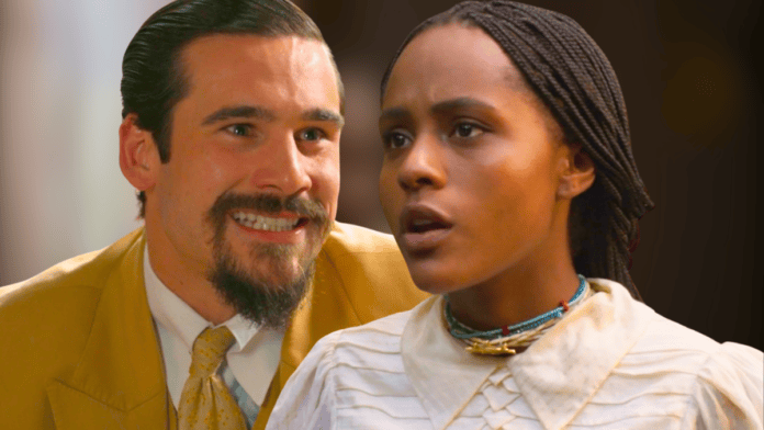 Mirinho (Nicolas Prattes) e Alika (Duda Santos) em cena de A Nobreza do Amor, novela das seis da TV Globo