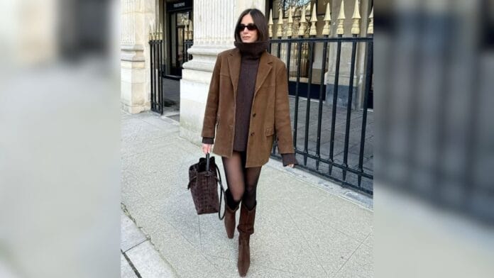 mulher com casaco oversized