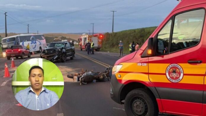 Motociclista, que morreu após ser arremessado por caminhonete, deixa esposa e filha no Oeste Catarinense