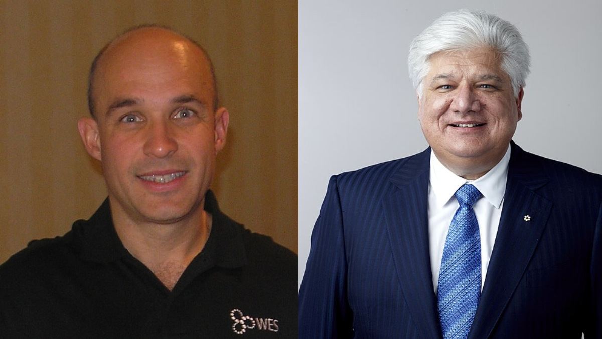Jim Balsillie e Mike Lazaridis são interpretados por Glenn Howerton e Jay Baruchel em BlackBerry, que acompanha a ascensão e a queda da fabricante pioneira de smartphones (Foto: AtelMedia Technologies / The Royal Society / Wikimedia Commons)
