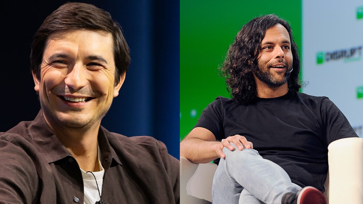 Vlad Tenev e Baiju Bhatt, fundadores da Robinhood, aparecem em Dumb Money, filme sobre a crise da GameStop e o confronto entre pequenos investidores e Wall Street (Foto: Pierce Larick / Steve Jennings / Wikimedia Commons)