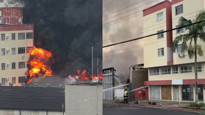 “Pesadelo real”: cerca de 50 moradores ainda não podem voltar para suas casas após incêndio em galpão em SC