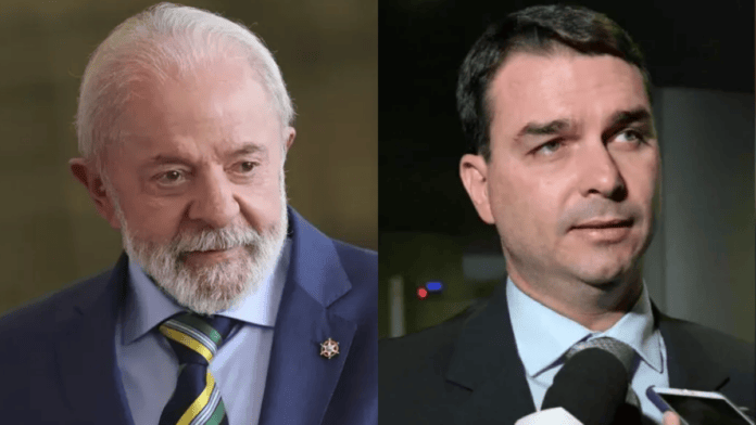 Lula (PT) e Flávio Bolsonaro (PL) são os candidatos mais bem posicionados nas pesquisas eleitorais (Foto: Marcelo Camargo, Agência Brasil; Arquivo NSC)