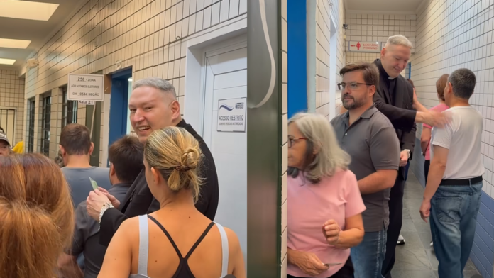 padre marcelo rossi vota faz L com as mãos