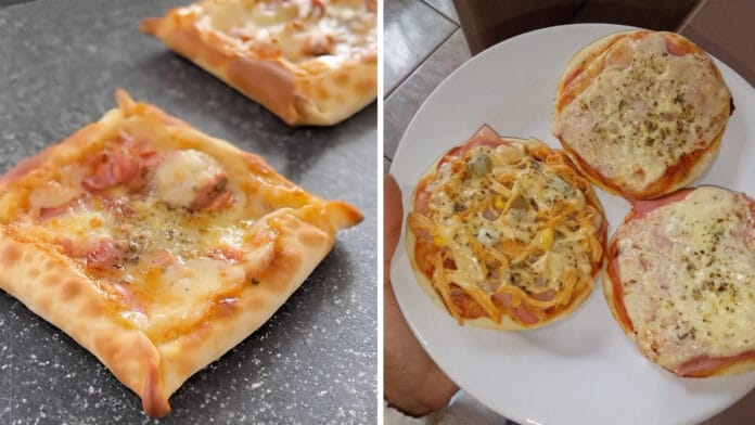 pizza feita com massa de pastel
