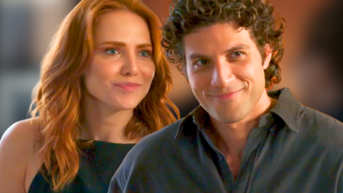 Adriana (Leticia Colin) e Pedro (Chay Suede) em cena de Quem Ama Cuida, novela das nove da TV Globo