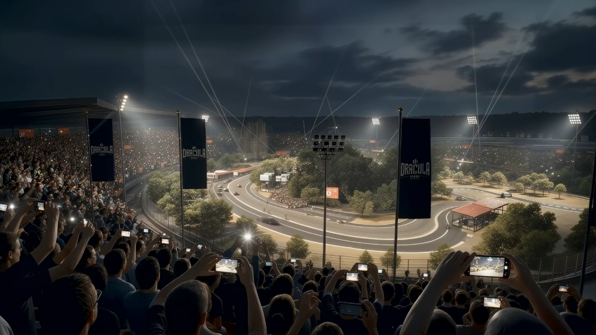 Racing Track: Uma pista de aproximadamente 4,5 quilômetros receberá atividades automobilísticas e terá boxes, garagens e áreas para convidados e imprensa (Imagem: Divulgação / Dracula Land)