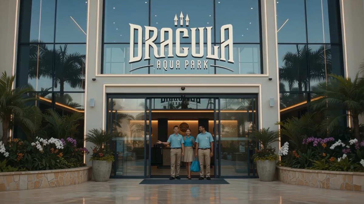Aqua Park: O parque aquático terá cerca de 50 mil m², mais de 30 atrações e uma grande piscina de ondas integrada a um spa termal (Imagem: Divulgação / Dracula Land)