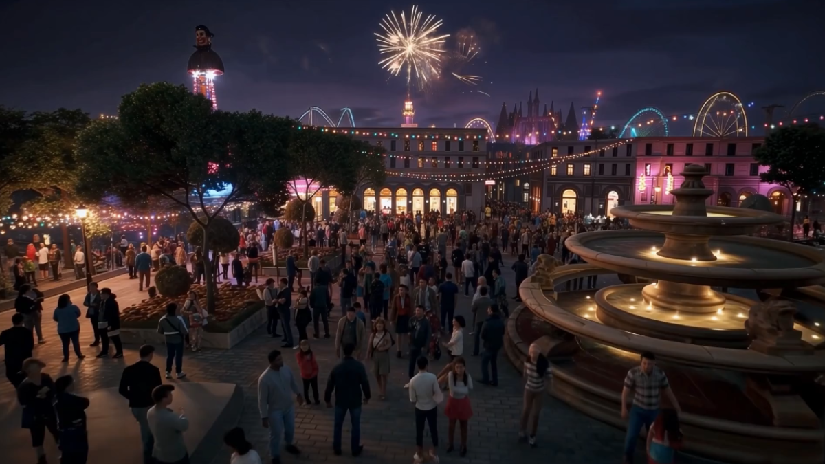 Theme Park: Coração do complexo, o parque terá mais de 780 mil m², seis áreas temáticas e mais de 40 atrações inspiradas em Drácula e no folclore romeno (Imagem: Divulgação / Dracula Land)