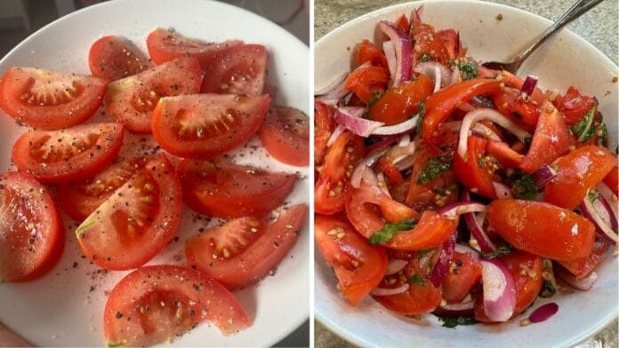 Esperar 5 minutos depois de temperar o tomate com sal e azeite deixa o preparo com sabor delicioso e intenso